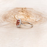 "MALINA" - OVAL OREGON SUNSTONE ENGAGEMENT RING WITH DIAMOND HALO-3