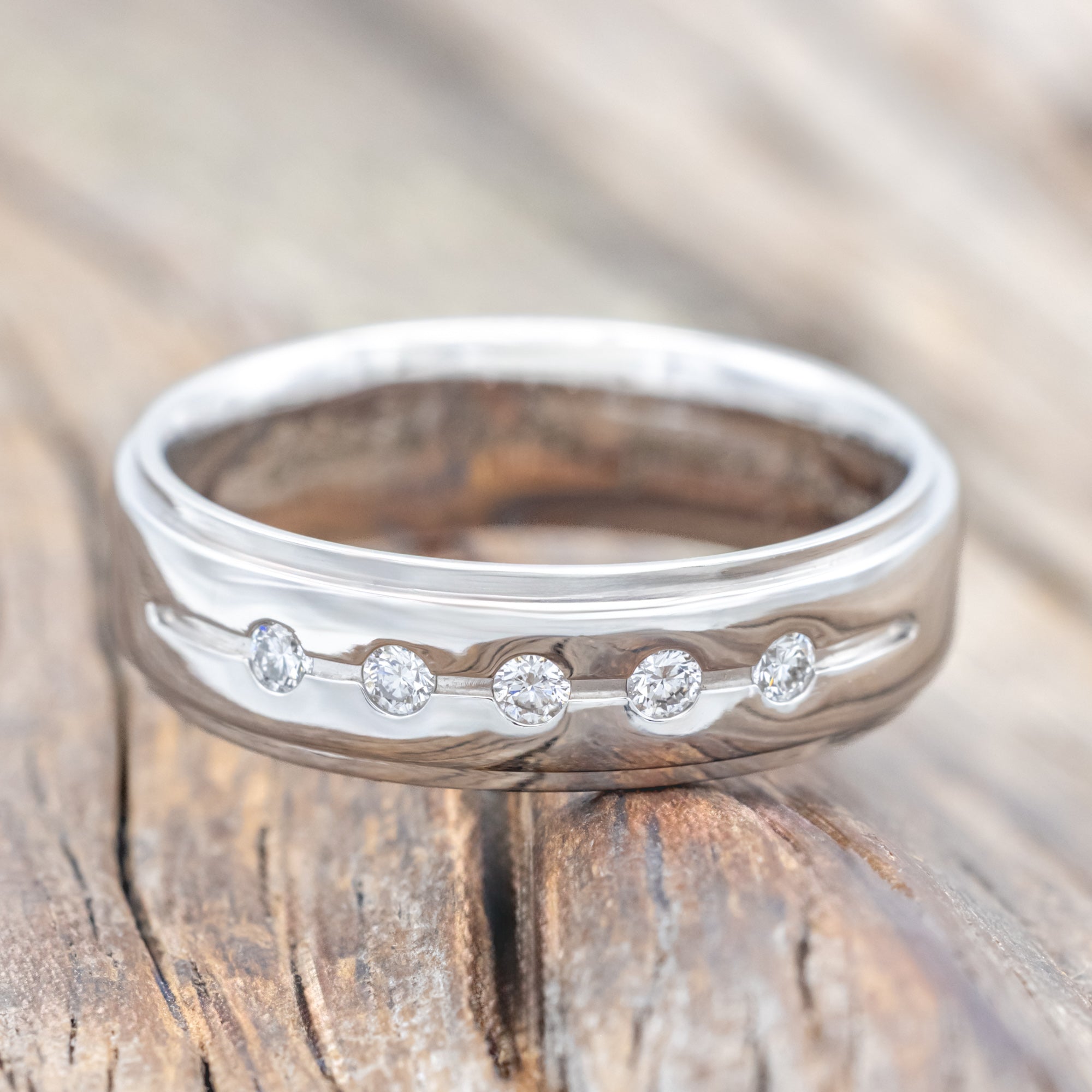 MEN'S ENGAGEMENT RING WITH DIAMOND ACCENTS-Staghead Designs