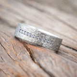 MEN'S HAMMERED ENGAGEMENT RING WITH DIAMOND ACCENTS