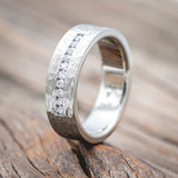 MEN'S HAMMERED ENGAGEMENT RING WITH DIAMOND ACCENTS