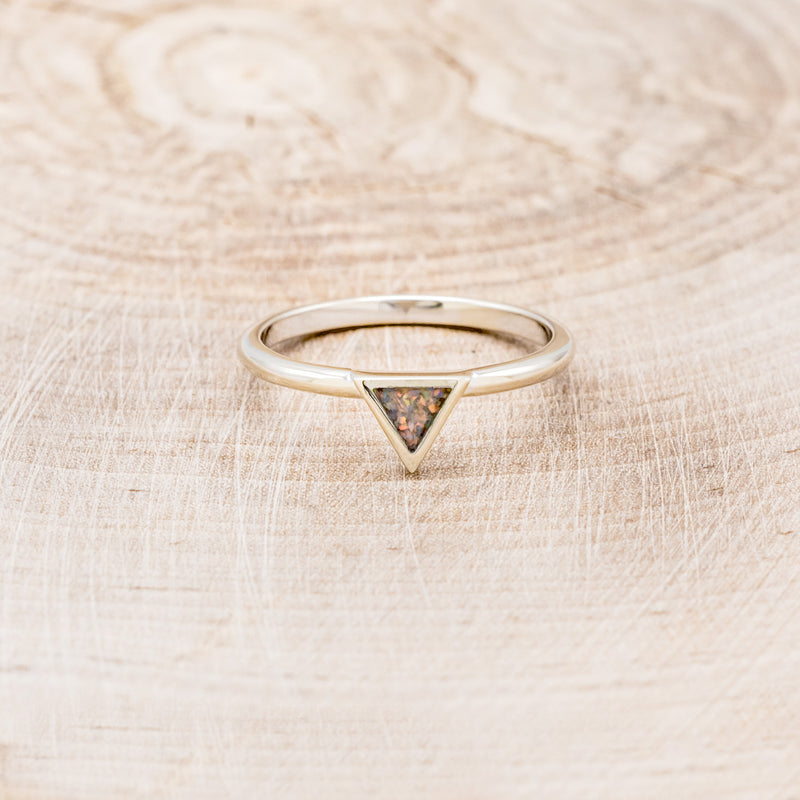 "MERA" - BLACK FIRE OPAL TRIANGLE STACKING BAND-10