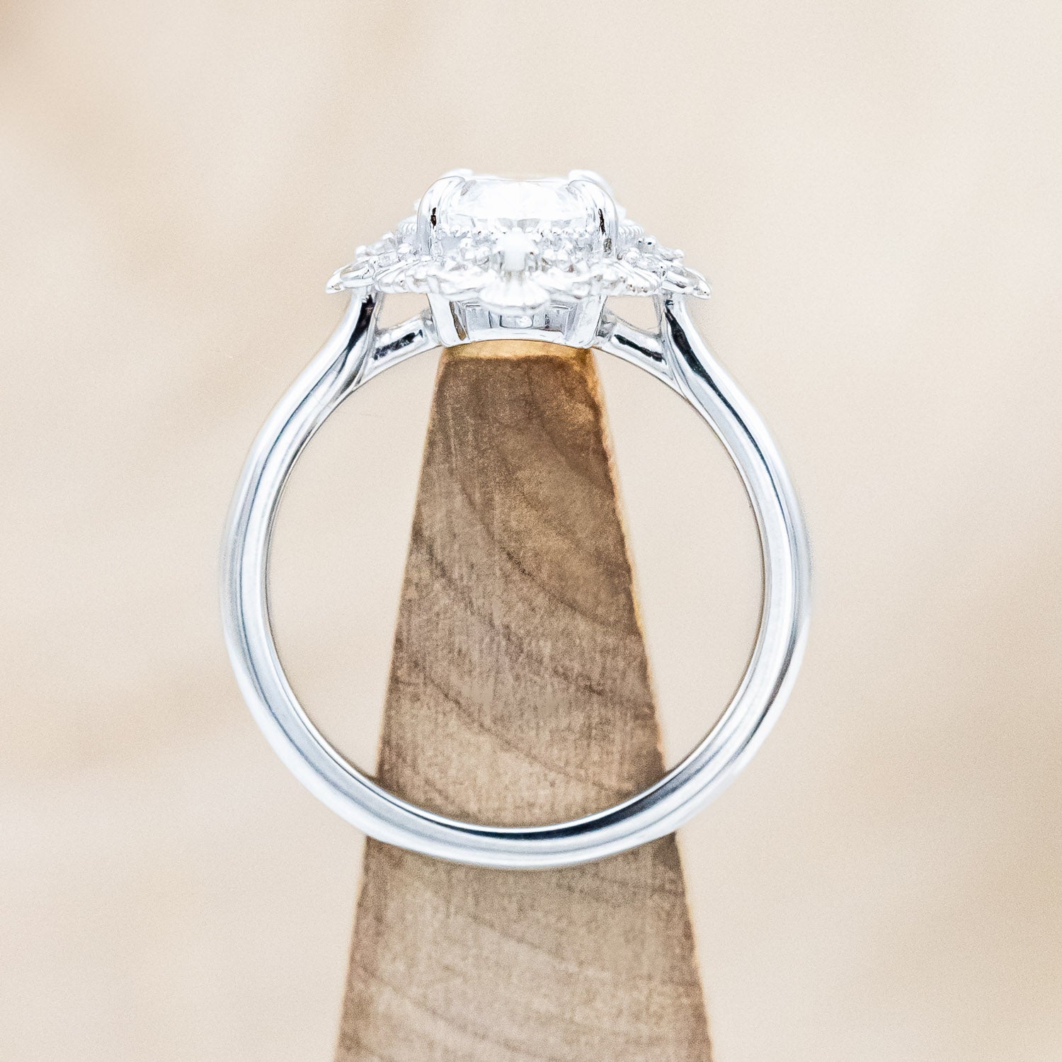 "MERROW" - OVAL CUT LAB-GROWN DIAMOND ENGAGEMENT RING WITH DIAMOND & PEARL ACCENTS-Staghead Designs