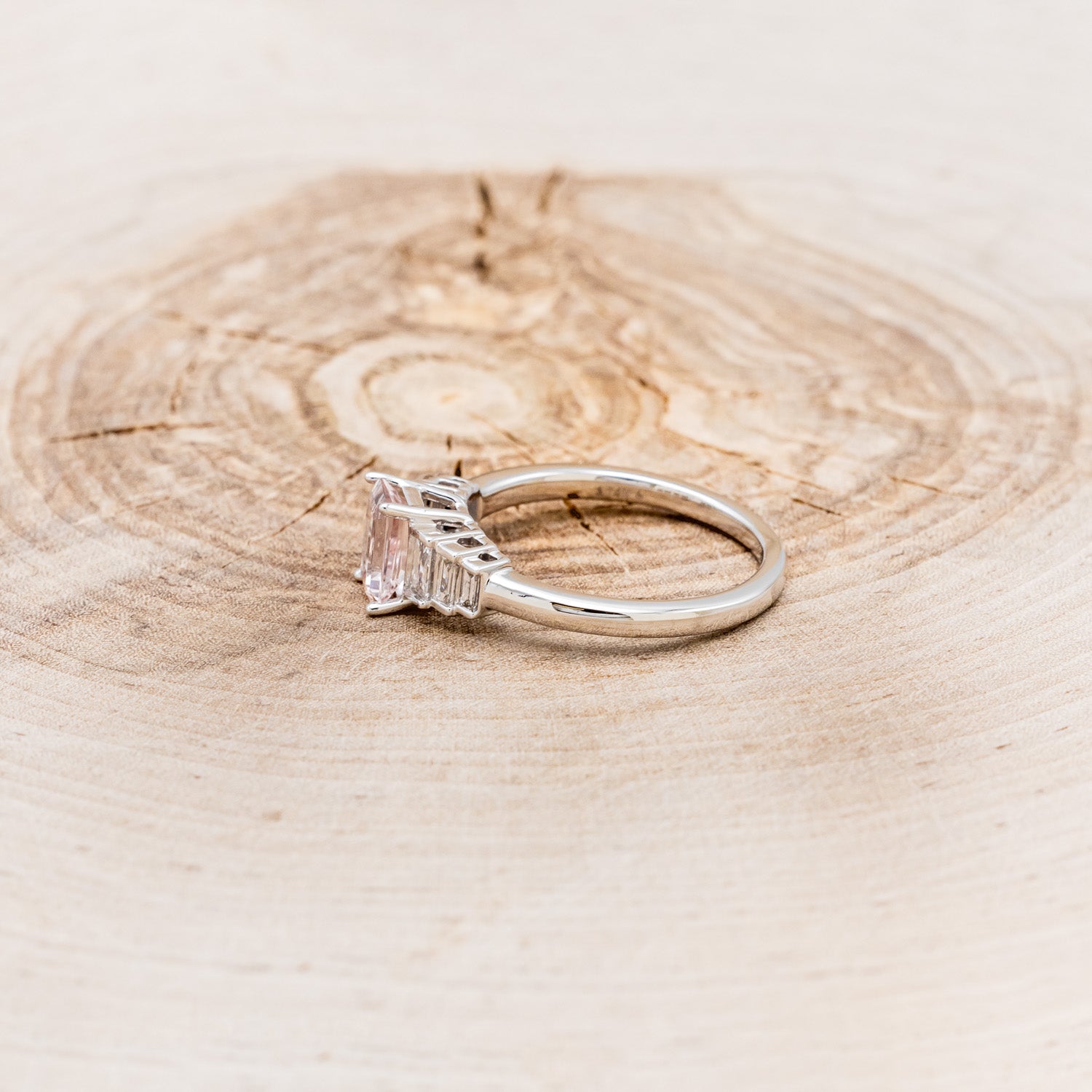 MCKENZIE" - EMERALD CUT MORGANITE ENGAGEMENT RING WITH LAB-GROWN DIAMOND ACCENTS-3