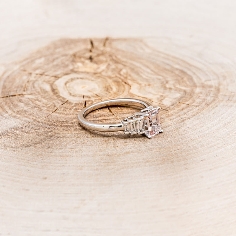 MCKENZIE" - EMERALD CUT MORGANITE ENGAGEMENT RING WITH LAB-GROWN DIAMOND ACCENTS