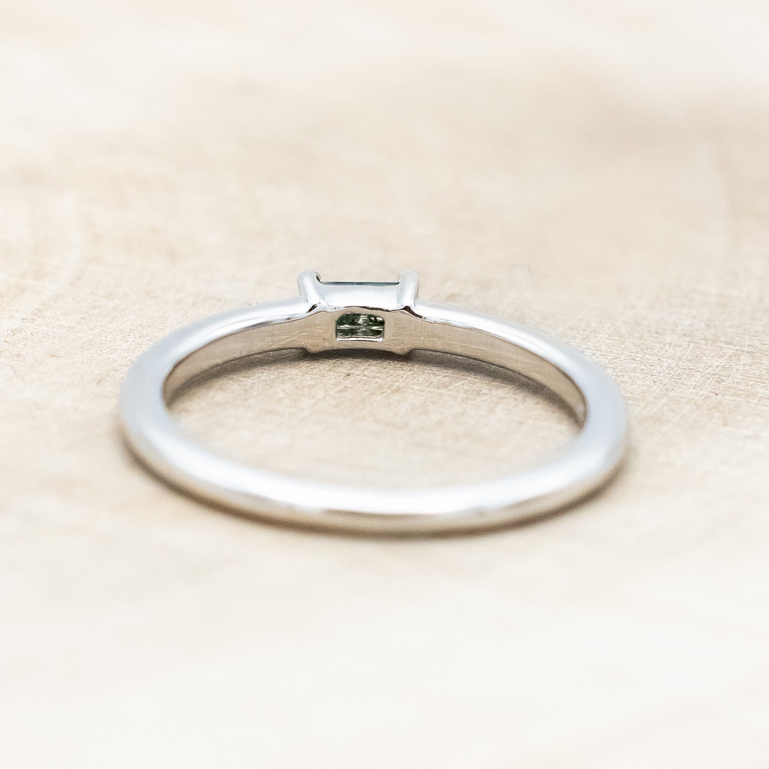 "NATALIA" - BAGUETTE-CUT MOSS AGATE STACKER WITH DIAMOND ACCENTS-Staghead Designs