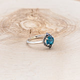 "NEREZZA" - ROUND CUT LAB-GROWN ALEXANDRITE ENGAGEMENT RING WITH A BLACK DIAMOND HALO-2