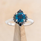 "NEREZZA" - ROUND CUT LAB-GROWN ALEXANDRITE ENGAGEMENT RING WITH A BLACK DIAMOND HALO-1