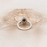 "LAVERNA LUX" - PEAR- SHAPED BLACK MOISSANITE ENGAGEMENT RING WITH DIAMOND HALO & ACCENTS - 5