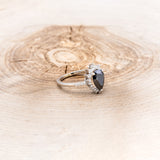 "LAVERNA LUX" - PEAR- SHAPED BLACK MOISSANITE ENGAGEMENT RING WITH DIAMOND HALO & ACCENTS - 2