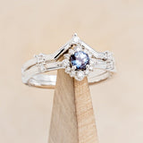 "STARLA" - ROUND CUT LAB-GROWN ALEXANDRITE ENGAGEMENT RING WITH STARBURST DIAMOND HALO & TRACER-1