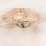 "NYX" - CRESCENT MOON SALT & PEPPER DIAMOND ENGAGEMENT RING WITH A SINGLE DIAMOND ACCENT