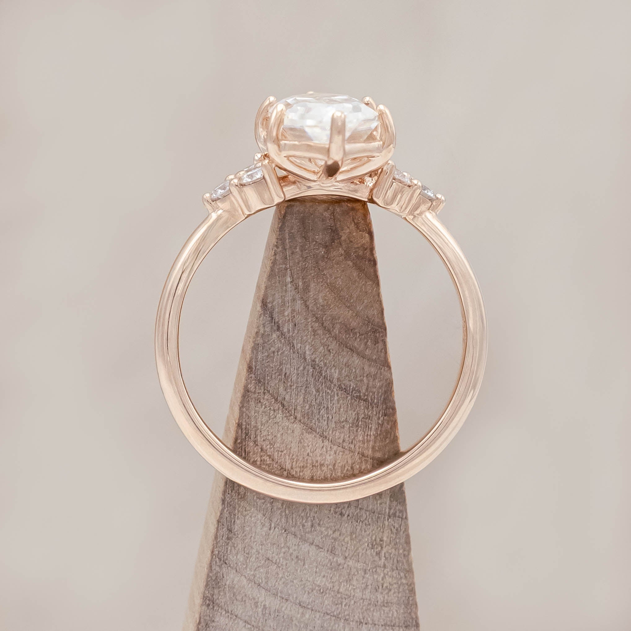 "OCTAVIA" - ELONGATED HEXAGON CUT ENGAGEMENT RING WITH DIAMOND ACCENTS-Staghead Designs