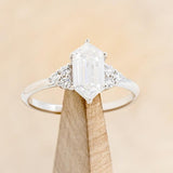 "OCTAVIA" - ELONGATED HEXAGON MOISSANITE ENGAGEMENT RING WITH DIAMOND ACCENTS-1