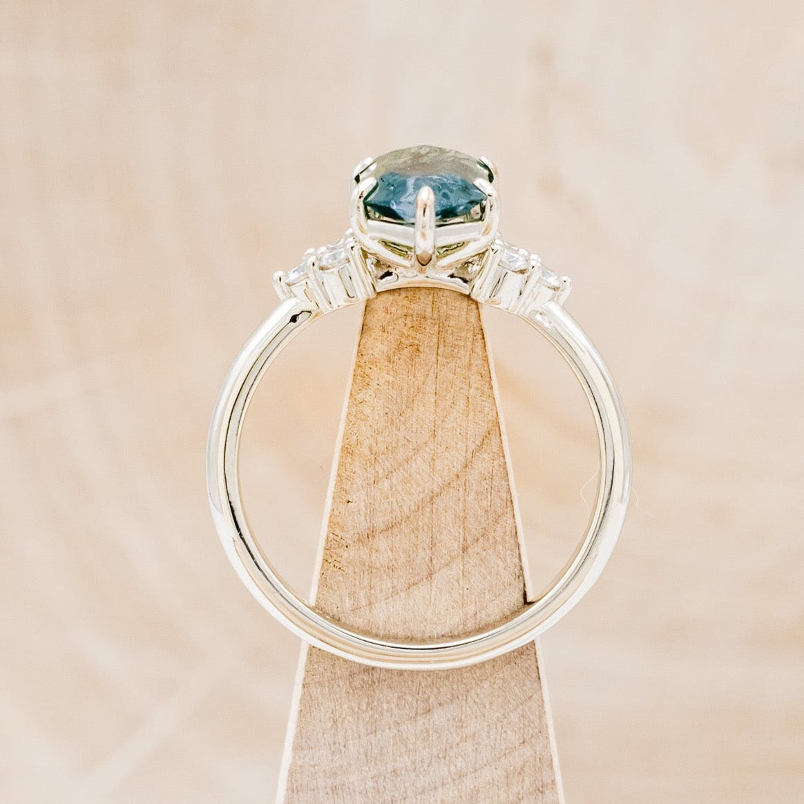 MATCHING SET OF "OCTAVIA" MOSS AGATE ENGAGEMENT RINGS-7