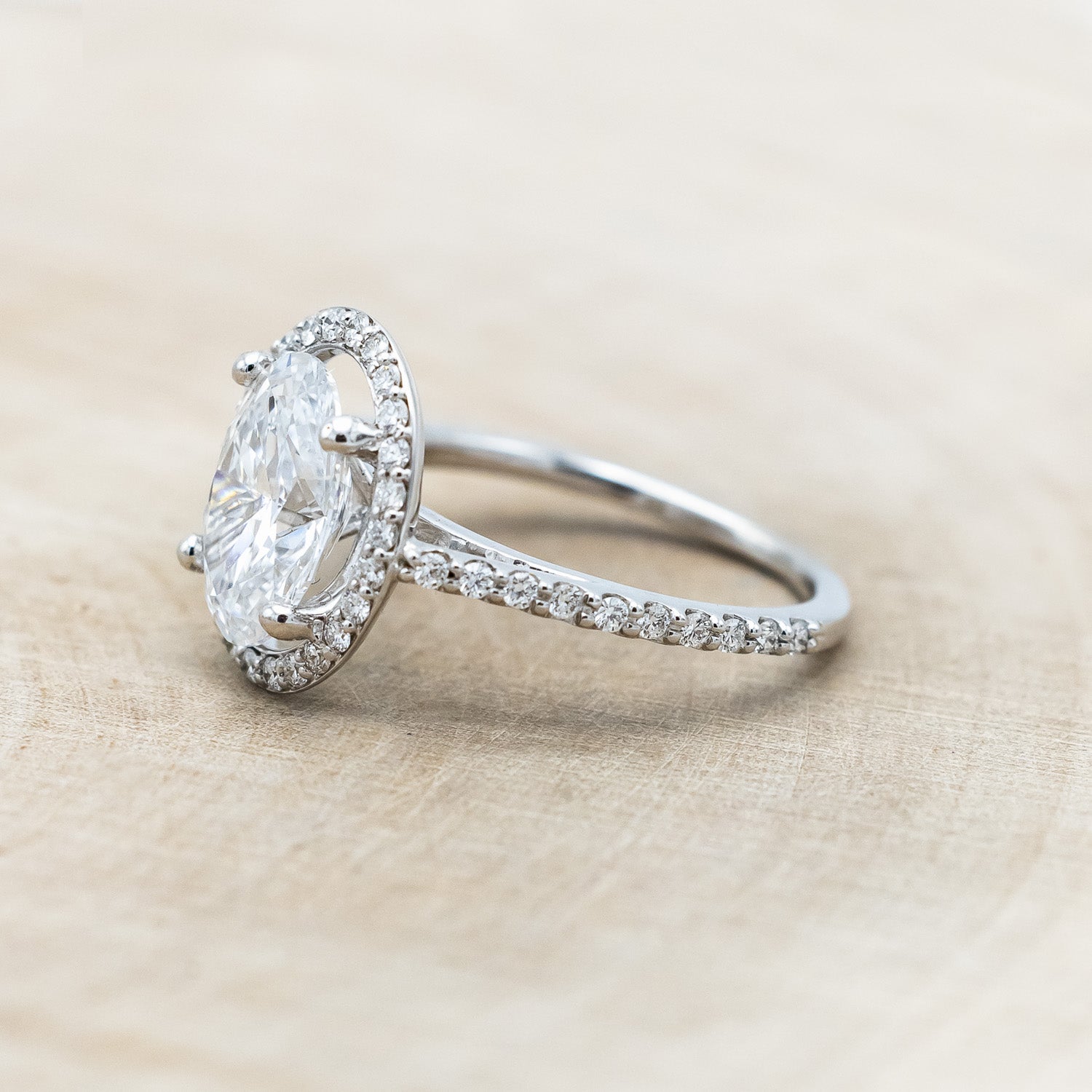 "EREN" - OVAL CUT MOISSANITE ENGAGEMENT RING WITH DIAMOND HALO & ACCENTS-Staghead Designs