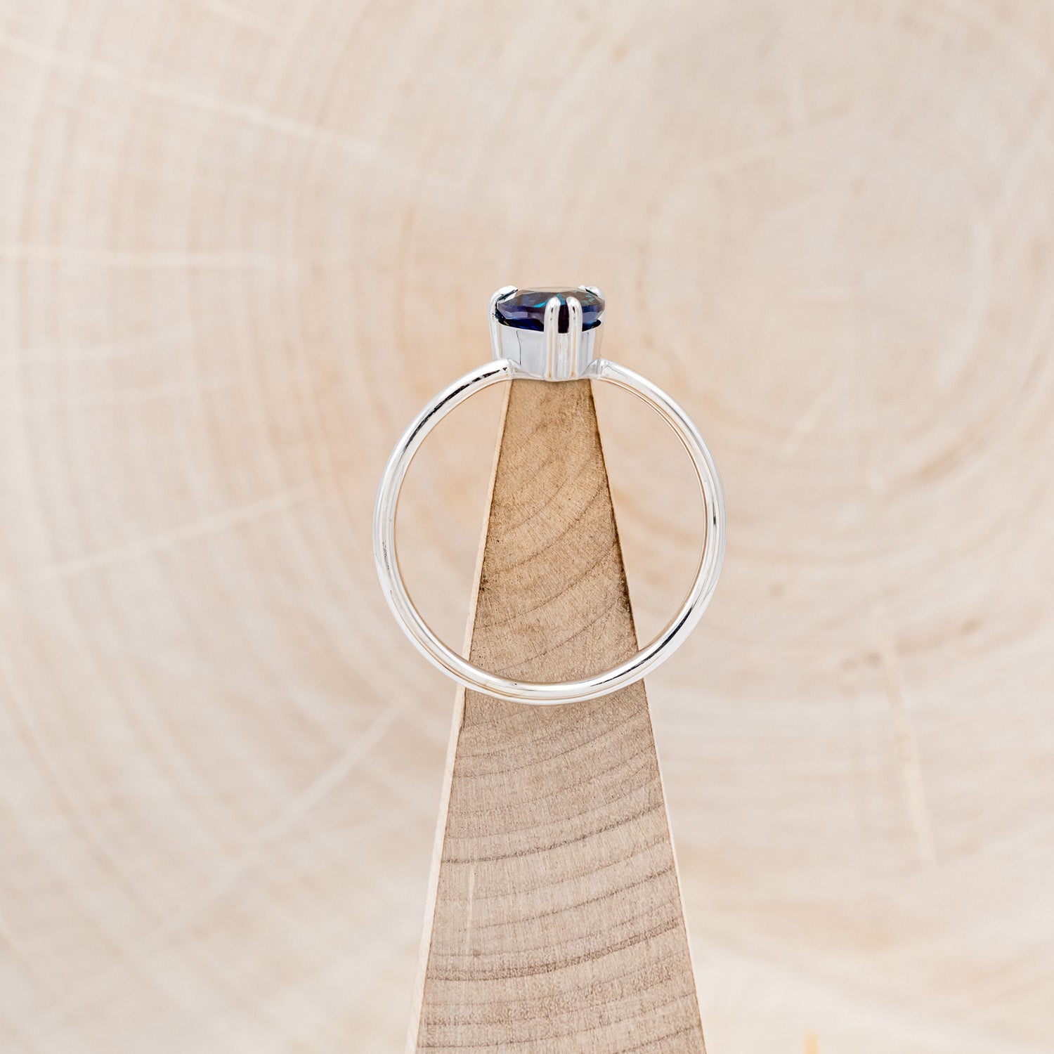 "ANDROMEDA" - PEAR CUT LAB-GROWN ALEXANDRITE ENGAGEMENT RING WITH DOUBLE CLAW PRONGS-6