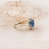 "VERA" - PEAR SHAPED LONDON BLUE TOPAZ ENGAGEMENT RING WITH DIAMOND ACCENTS