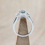 "KB" - PEAR MOSS AGATE ENGAGEMENT RING WITH DIAMOND HALO & ACCENTS-Staghead Designs