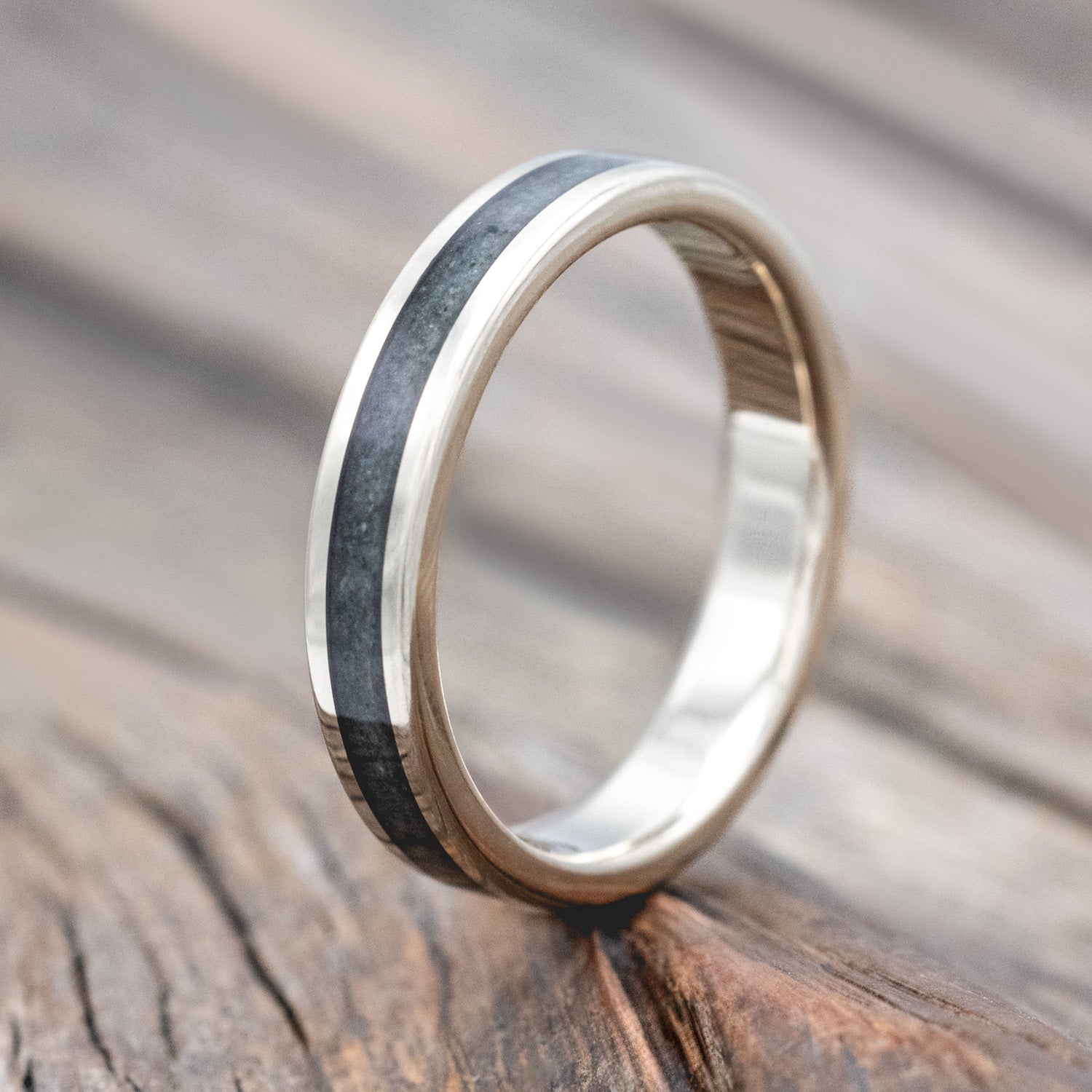 "ETERNA" - MOSS AGATE INLAY STACKING BAND-Staghead Designs