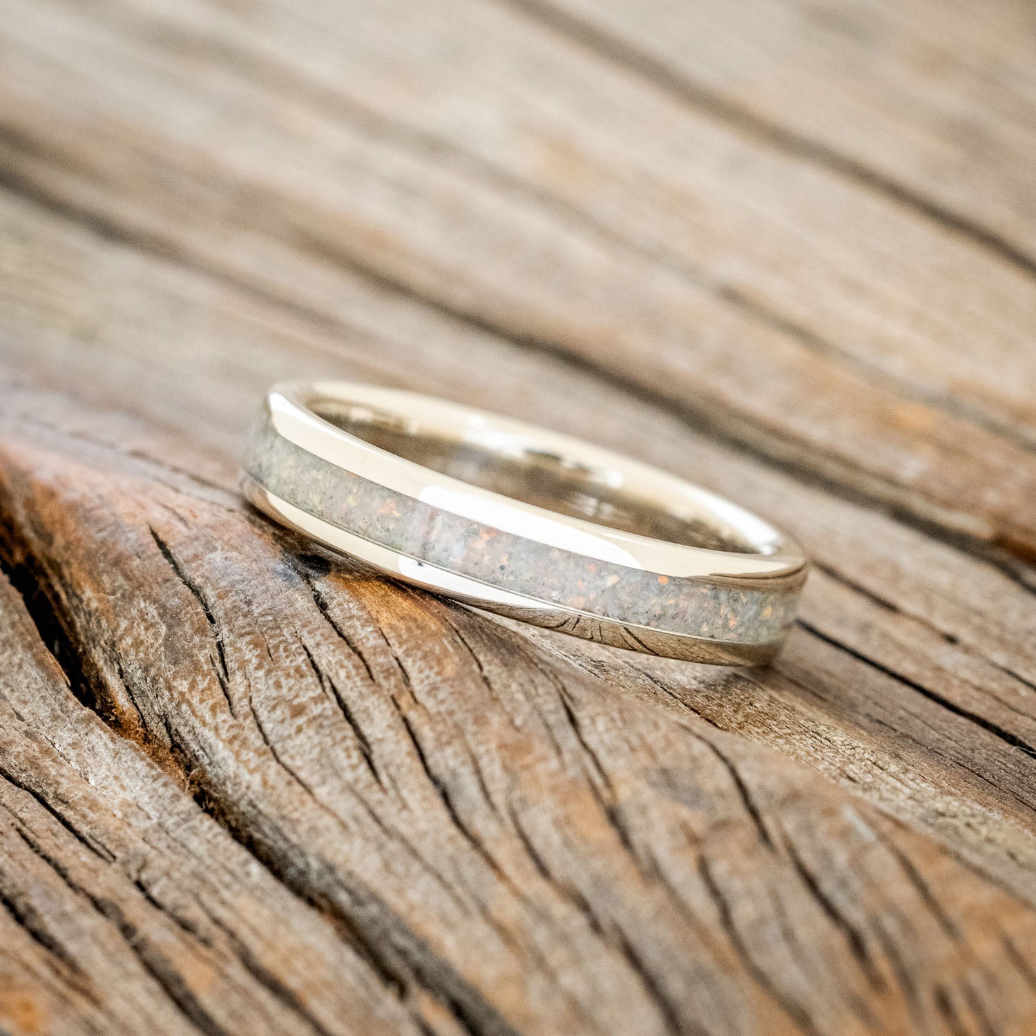 "PERENNA" - FIRE & ICE OPAL 14K GOLD STACKING BAND-2