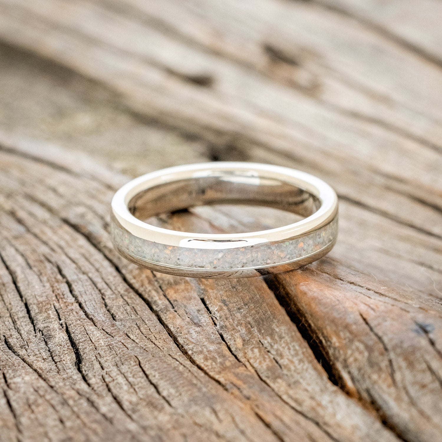 "PERENNA" - FIRE & ICE OPAL 14K GOLD STACKING BAND-3