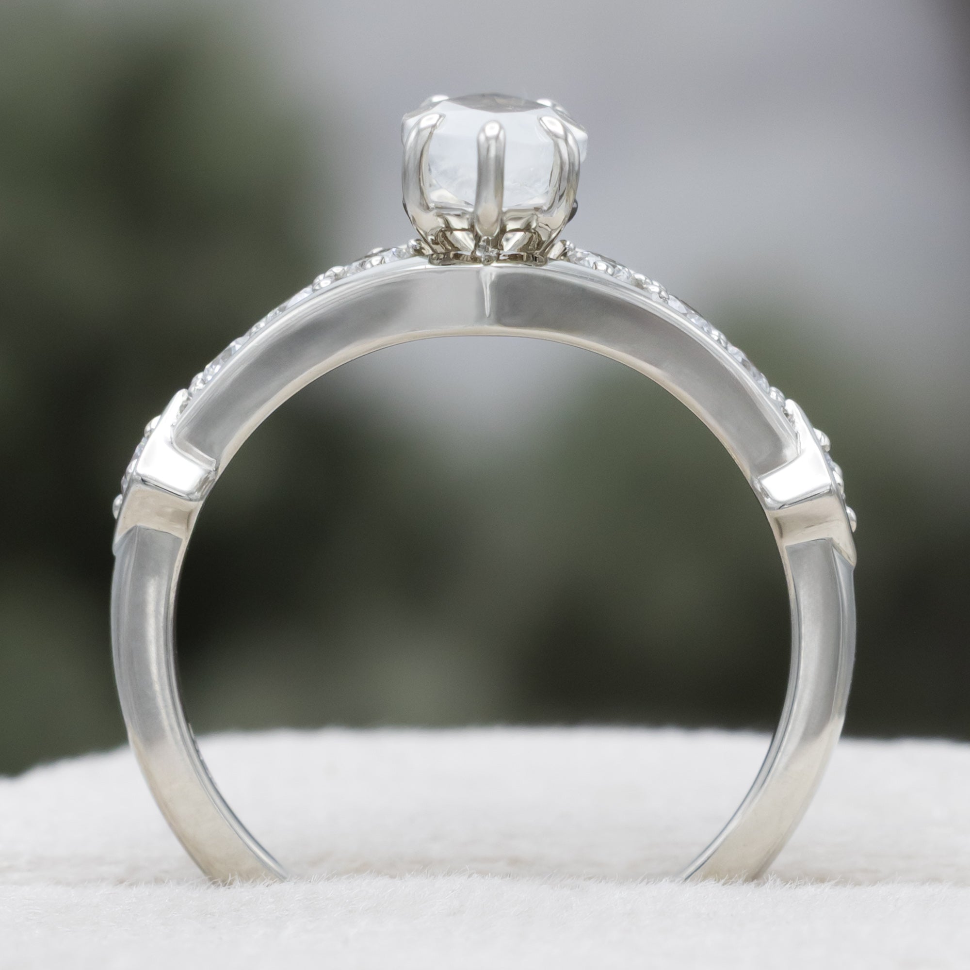 "Persephone" - Marquise Cut Moonstone Engagement Ring With Diamond Accents-Staghead Designs