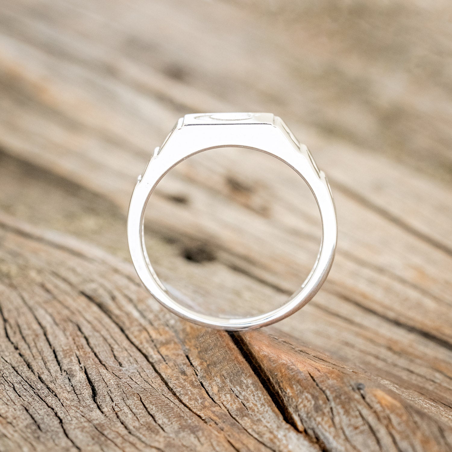 "PERSEUS" - 14K GOLD SIGNET RING WITH CRESCENT MOON ENGRAVING & BLACK DIAMOND ACCENTS-4