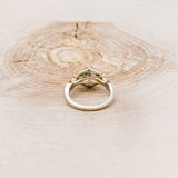 "LUCY IN THE SKY" PETITE - ROUND MOSS AGATE ENGAGEMENT RING WITH DIAMOND HALO, MOSS INLAYS & GINKGO LEAVES ACCENTS-5