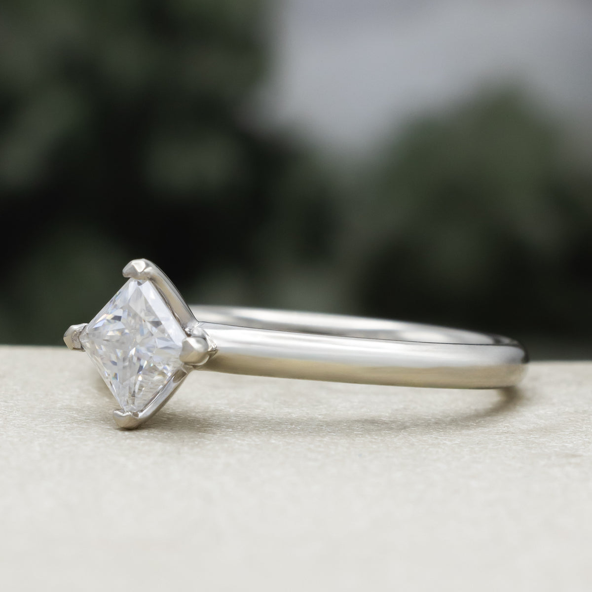 "Quinn" - Point-Set Princess Cut Moissanite Solitaire Engagement Ring-Staghead Designs