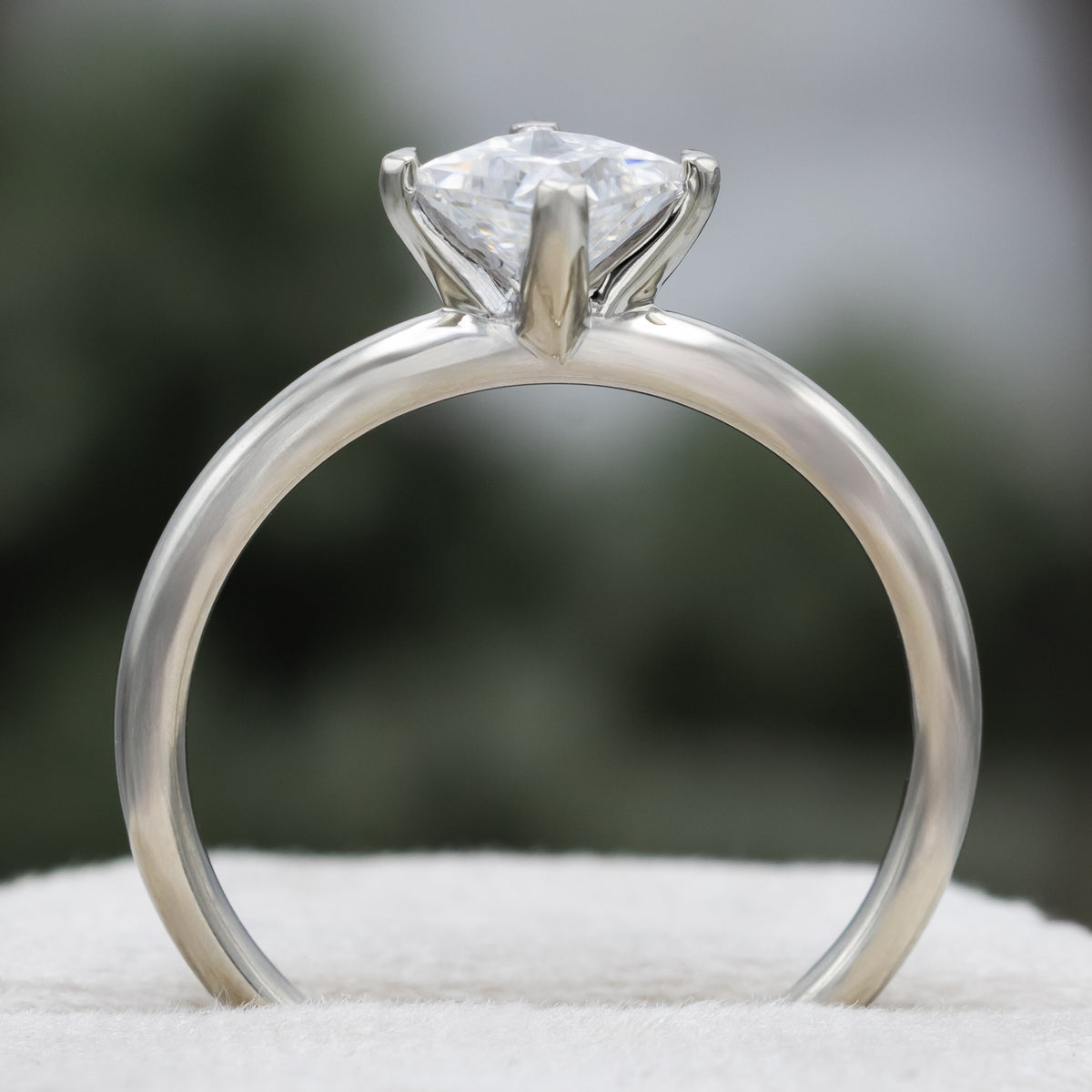"Quinn" - Point-Set Princess Cut Moissanite Solitaire Engagement Ring-Staghead Designs