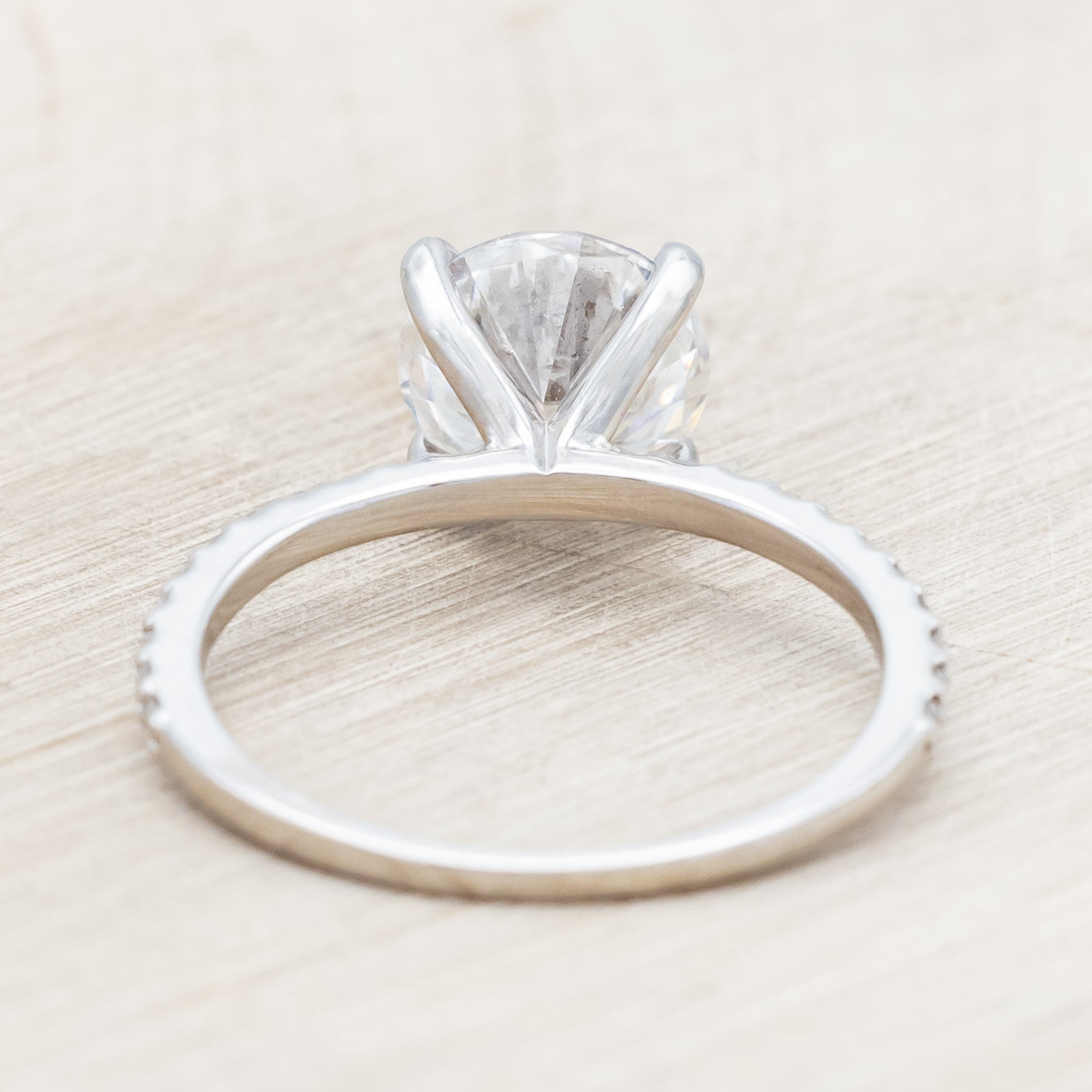 "RAMONA" - 4 PRONG ROUND CUT MOISSANITE ENGAGEMENT RING WITH DIAMOND ACCENTS-Staghead Designs