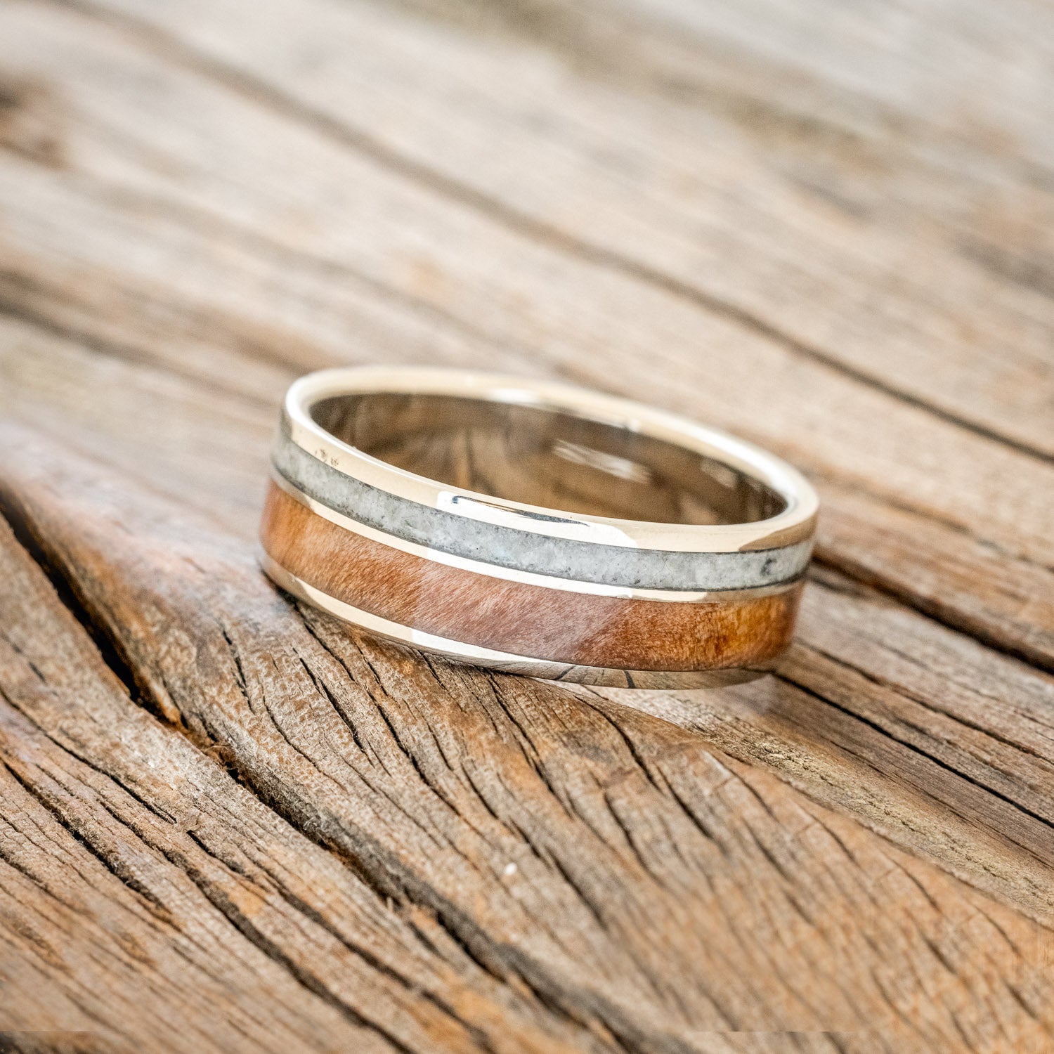 "RAPTOR" - REDWOOD & GRANITE WEDDING RING-11