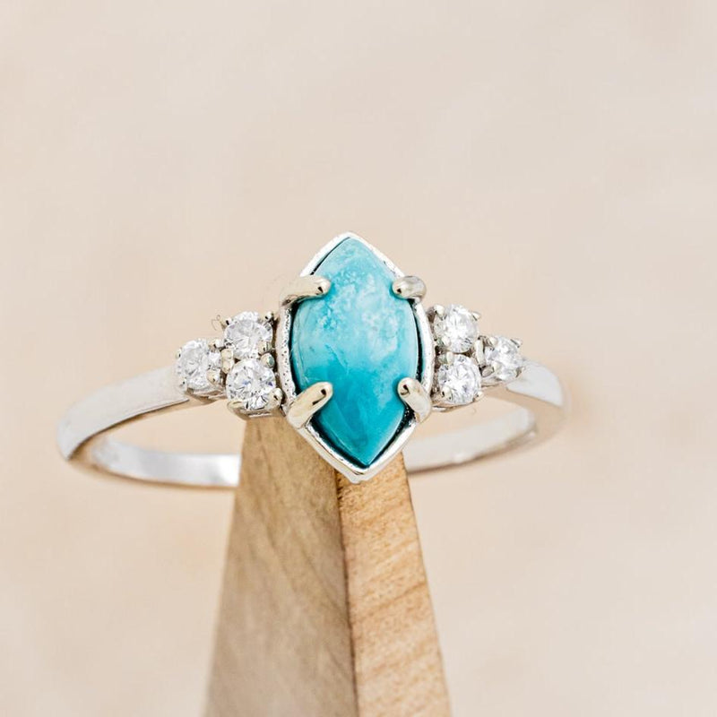 "RAYA" - MARQUISE TURQUOISE ENGAGEMENT RING WITH DIAMOND ACCENTS