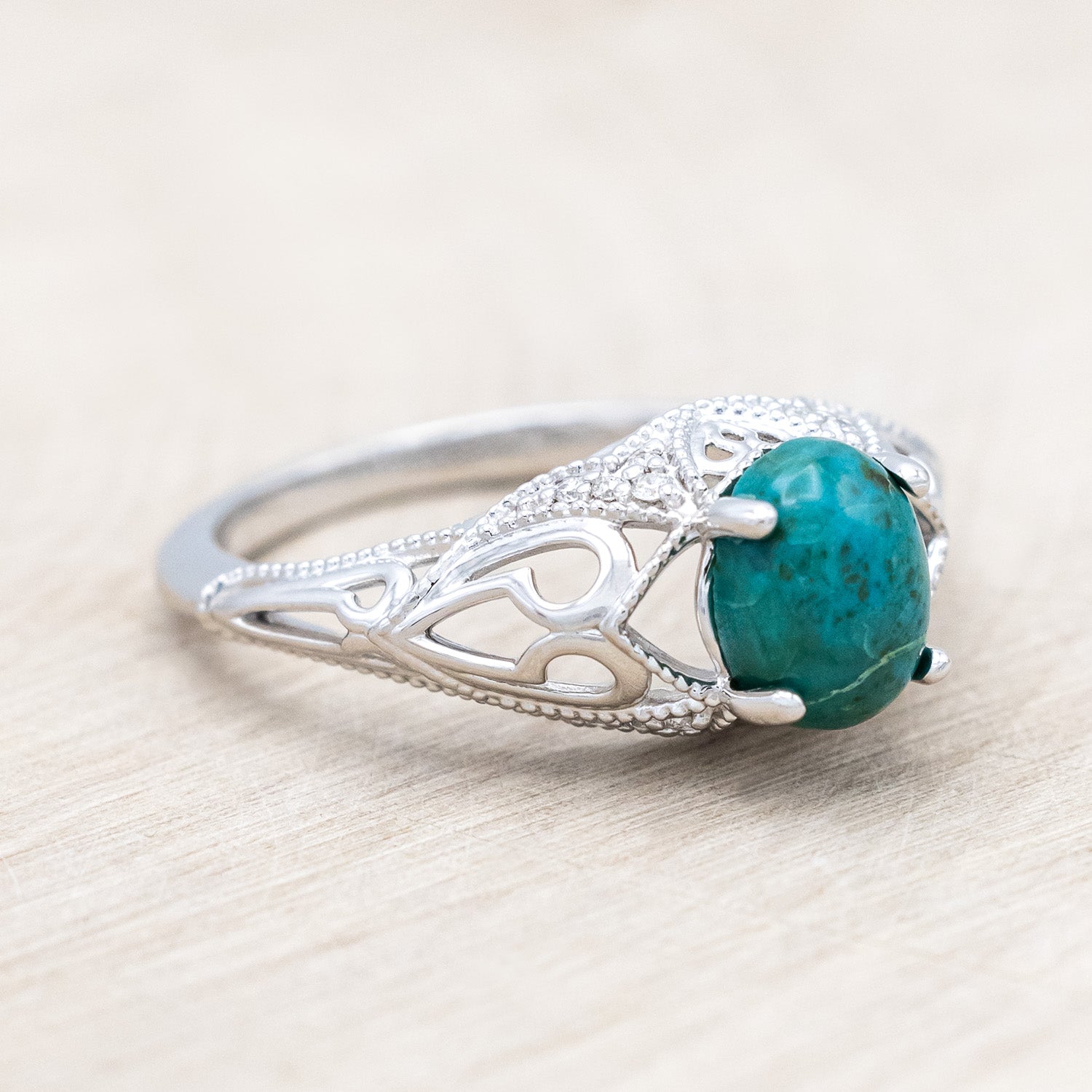 "RELICA" - OVAL CUT ENGAGEMENT RING WITH DIAMOND ACCENTS-Staghead Designs