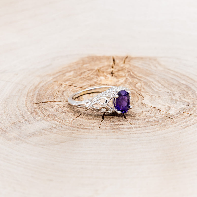 "RELICA" - OVAL AMETHYST ENGAGEMENT RING WITH DIAMOND ACCENTS-2