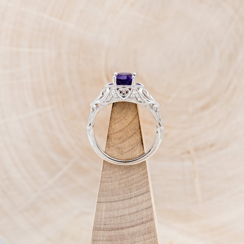 "RELICA" - OVAL AMETHYST ENGAGEMENT RING WITH DIAMOND ACCENTS-6