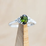 "RHEA" - OVAL GREEN TOURMALINE ENGAGEMENT RING WITH DIAMOND ACCENTS-Staghead Designs