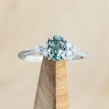 "RHEA" - OVAL LAB-GROWN GREEN SAPPHIRE ENGAGEMENT RING WITH DIAMOND ACCENTS-Staghead Designs