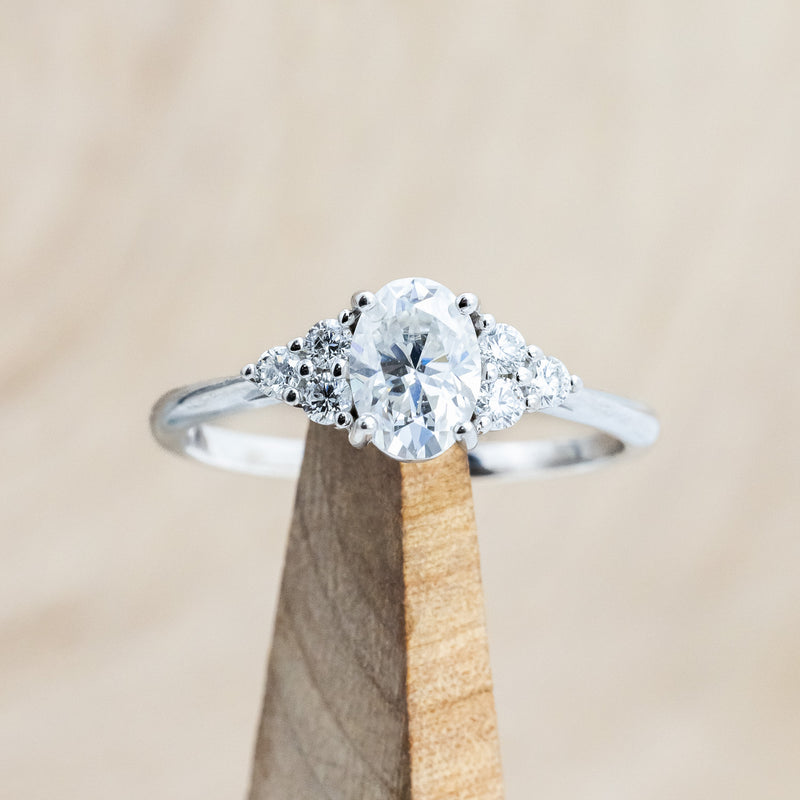 "RHEA" - OVAL MOISSANITE ENGAGEMENT RING WITH DIAMOND ACCENTS-Staghead Designs