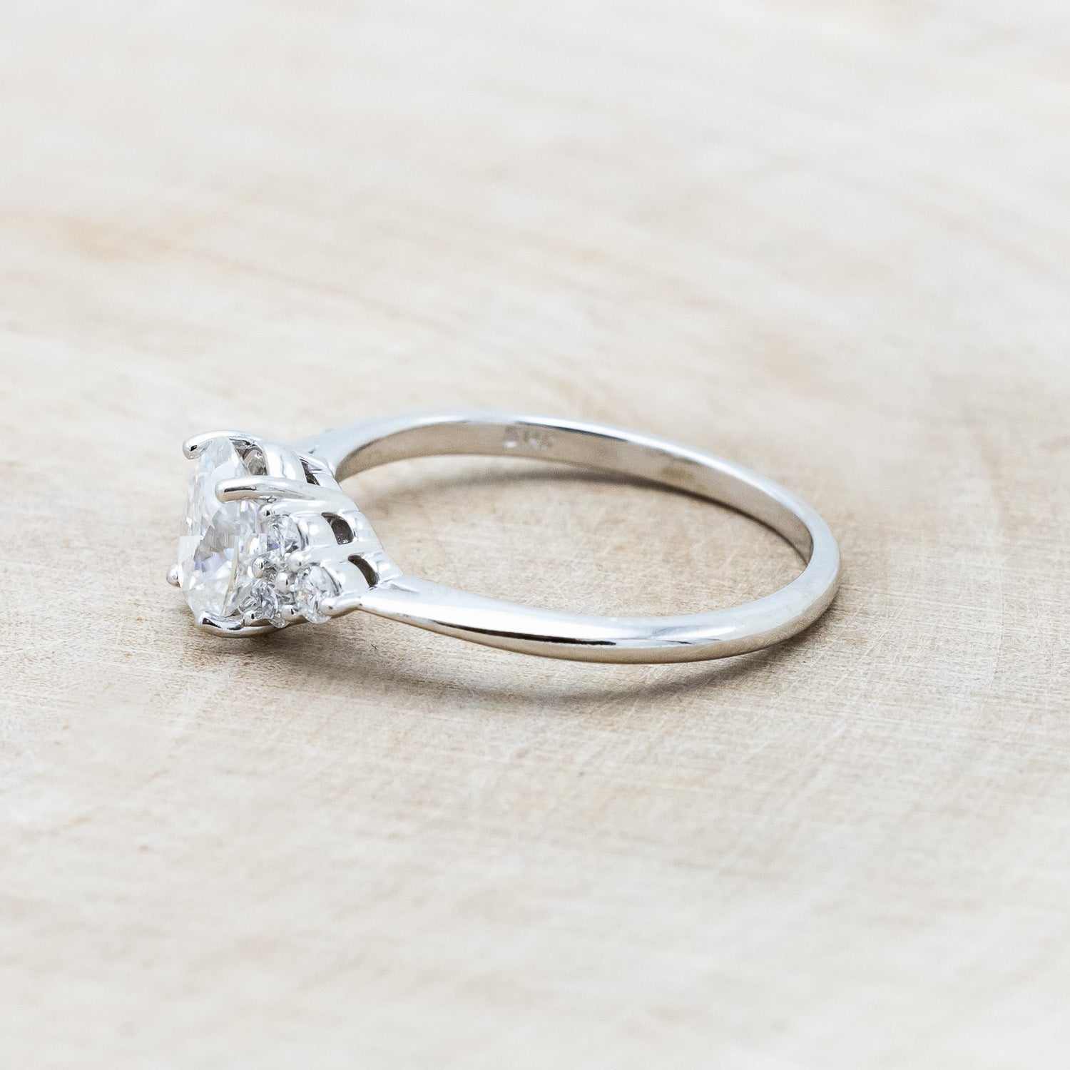"RHEA" - OVAL MOISSANITE ENGAGEMENT RING WITH DIAMOND ACCENTS-Staghead Designs