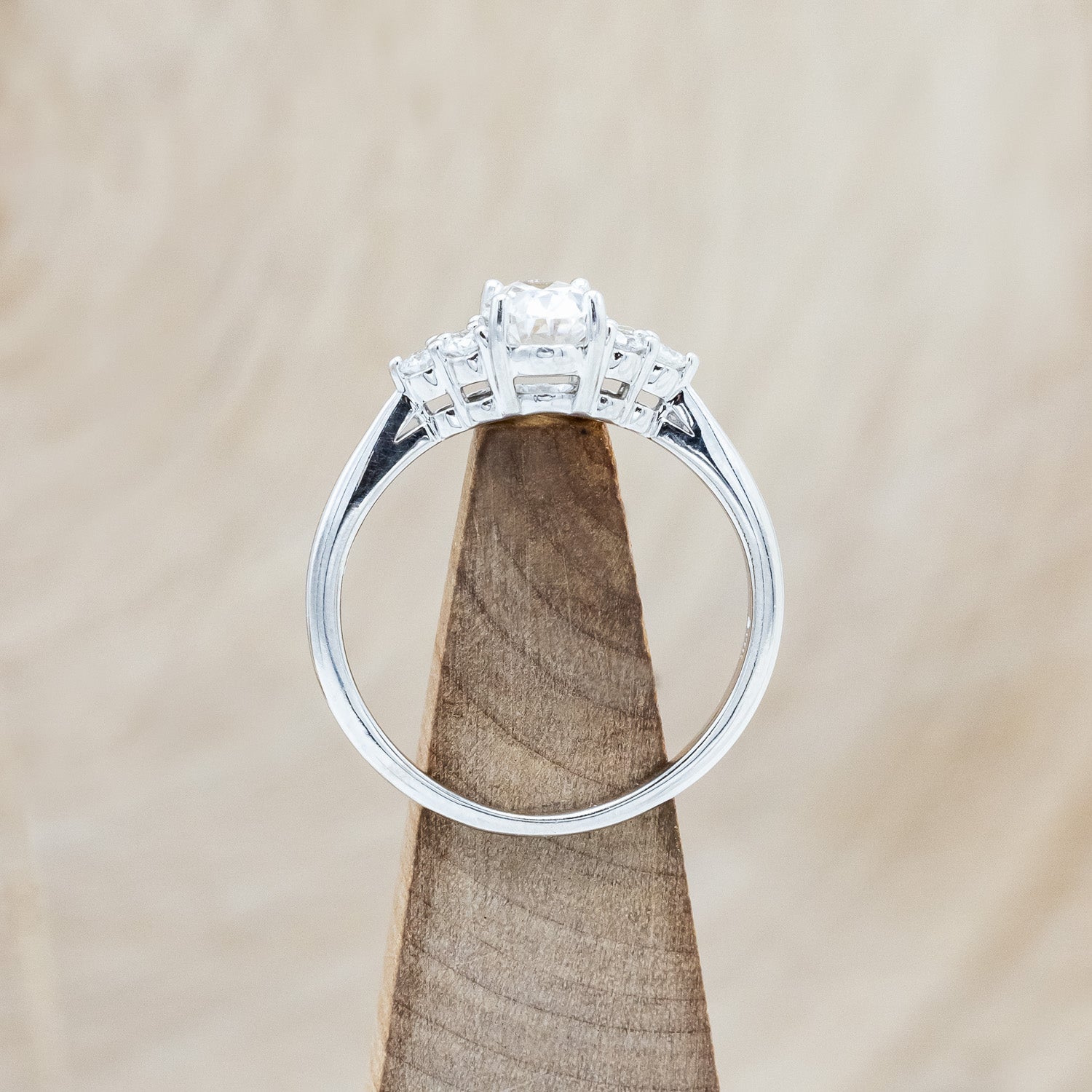"RHEA" - OVAL MOISSANITE ENGAGEMENT RING WITH DIAMOND ACCENTS-Staghead Designs