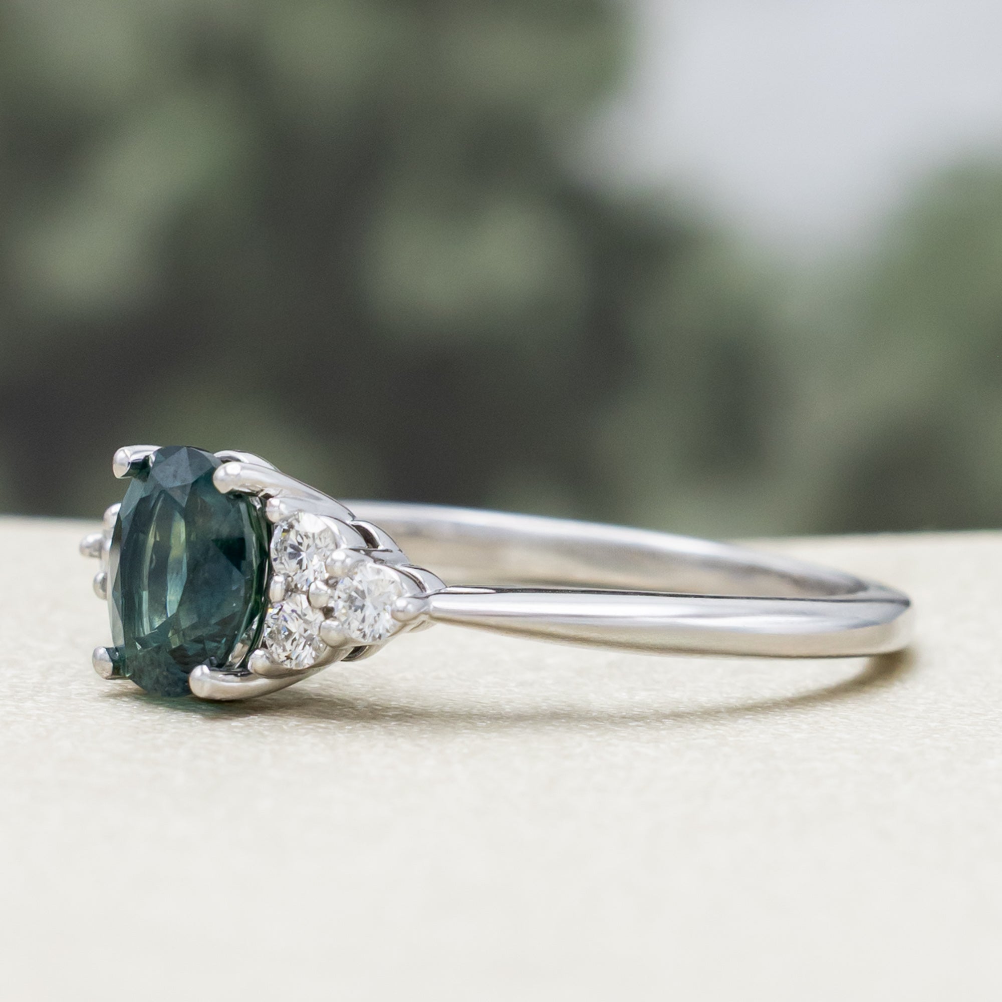 "RHEA" - OVAL CUT ENGAGEMENT RING WITH DIAMOND ACCENTS-Staghead Designs