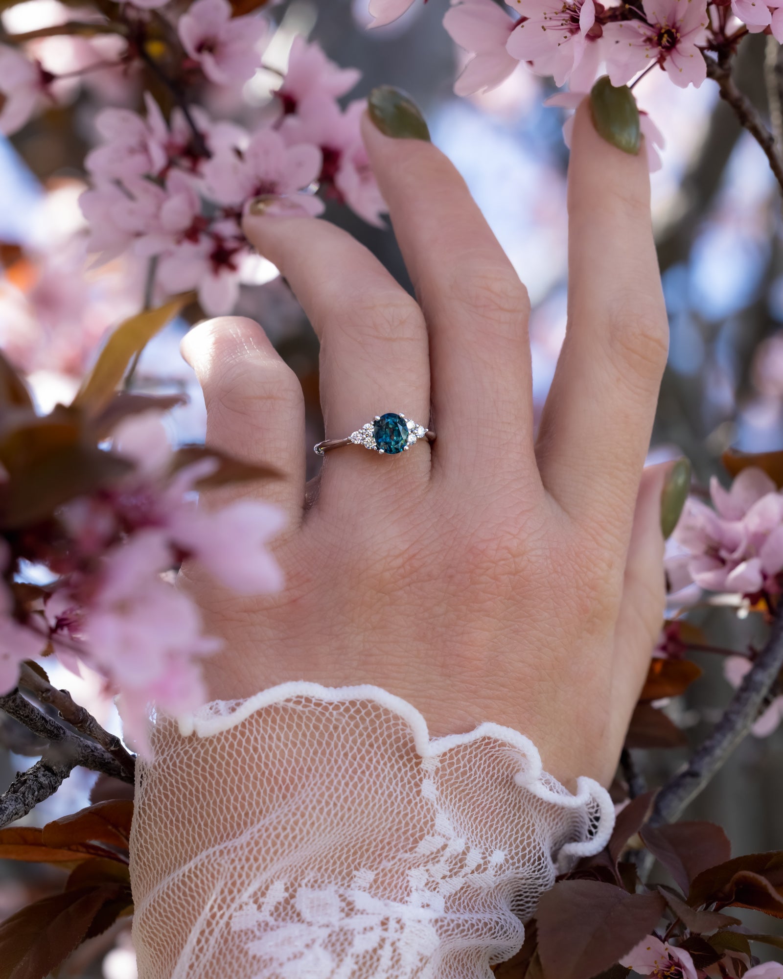 "RHEA" - OVAL CUT ENGAGEMENT RING WITH DIAMOND ACCENTS-Staghead Designs