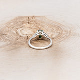 "RHEA" - OVAL MOSS AGATE ENGAGEMENT RING WITH SALT & PEPPER DIAMOND ACCENTS