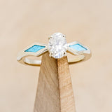 "HERA" - OVAL MOISSANITE ENGAGEMENT RING WITH TURQUOISE INLAYS