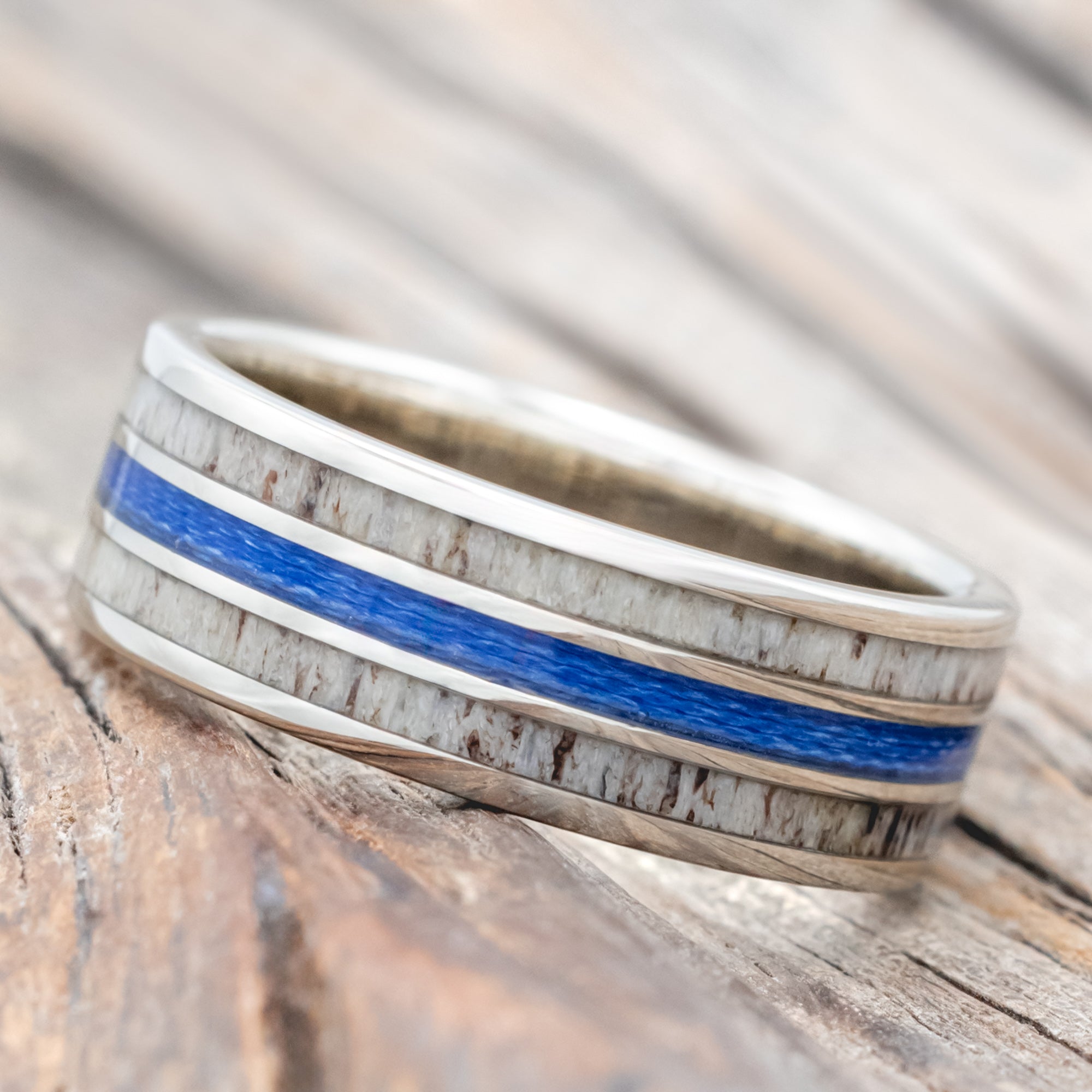 "RIO" - ANTLER & FISHING LINE WEDDING BAND-Staghead Designs