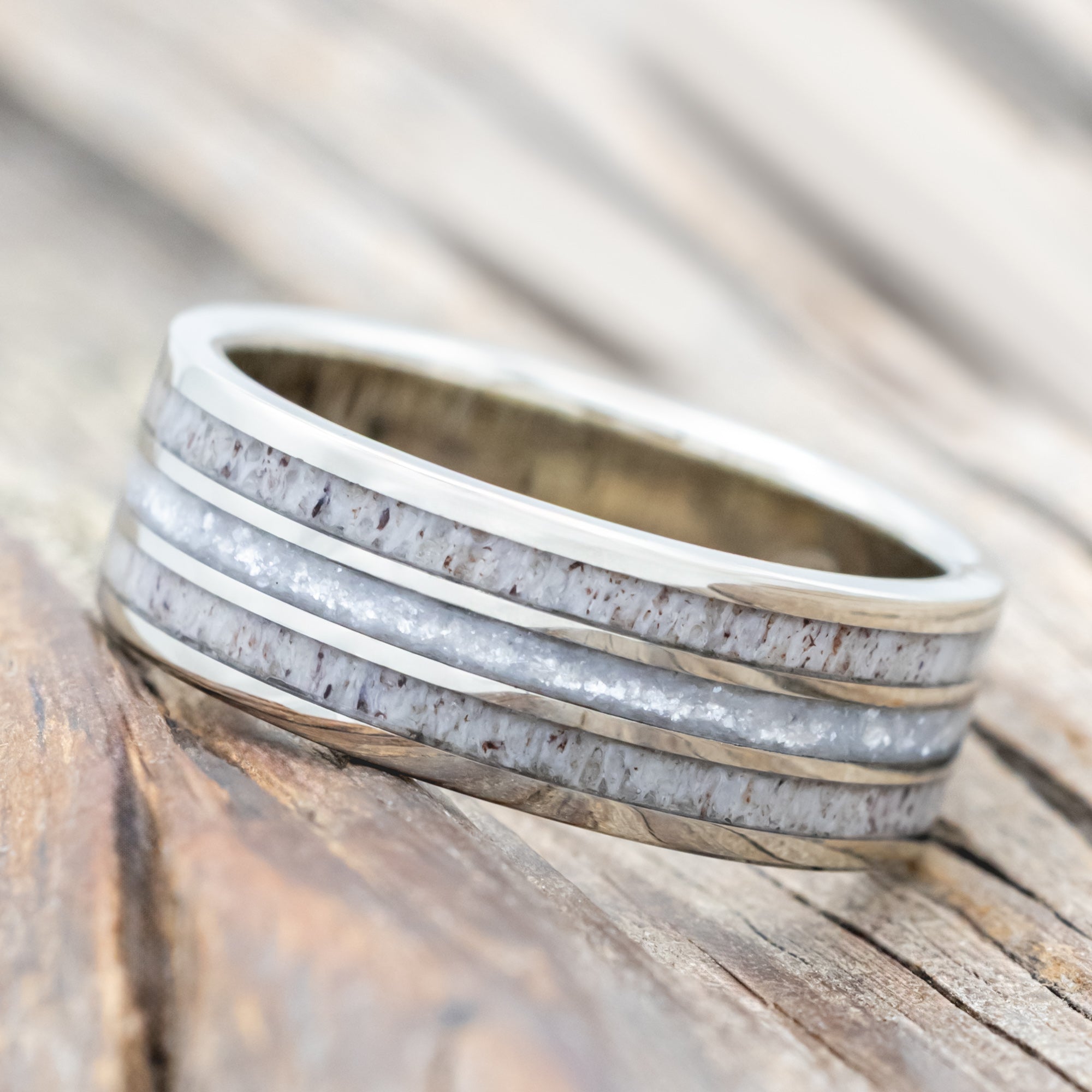 "RIO" - DIAMOND DUST & ANTLER WEDDING RING-Staghead Designs