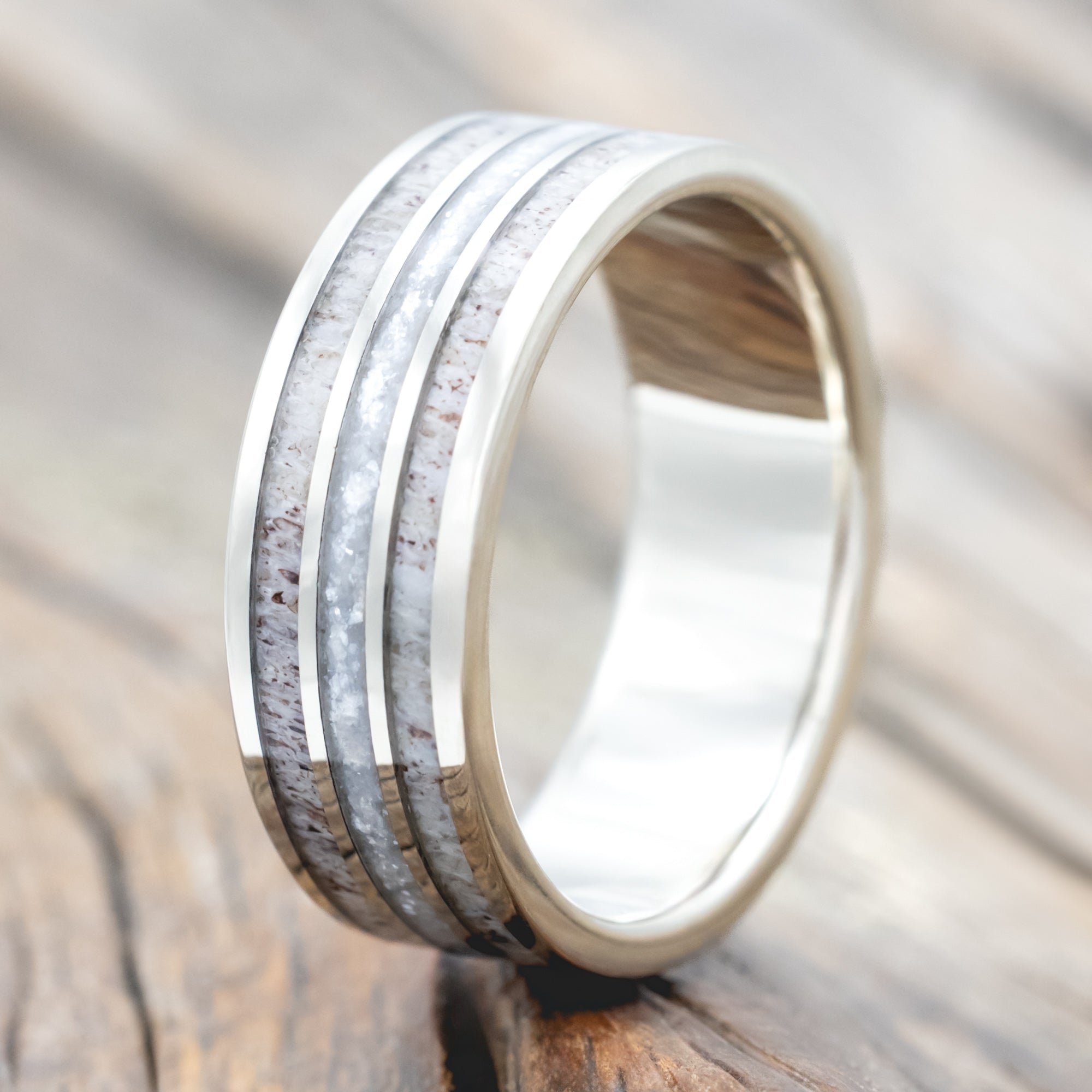 "RIO" - DIAMOND DUST & ANTLER WEDDING RING-Staghead Designs