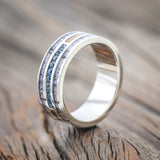 "RIO" - GENUINE ALEXANDRITE, ANTLER & WHISKEY BARREL WEDDING RING-Staghead Designs