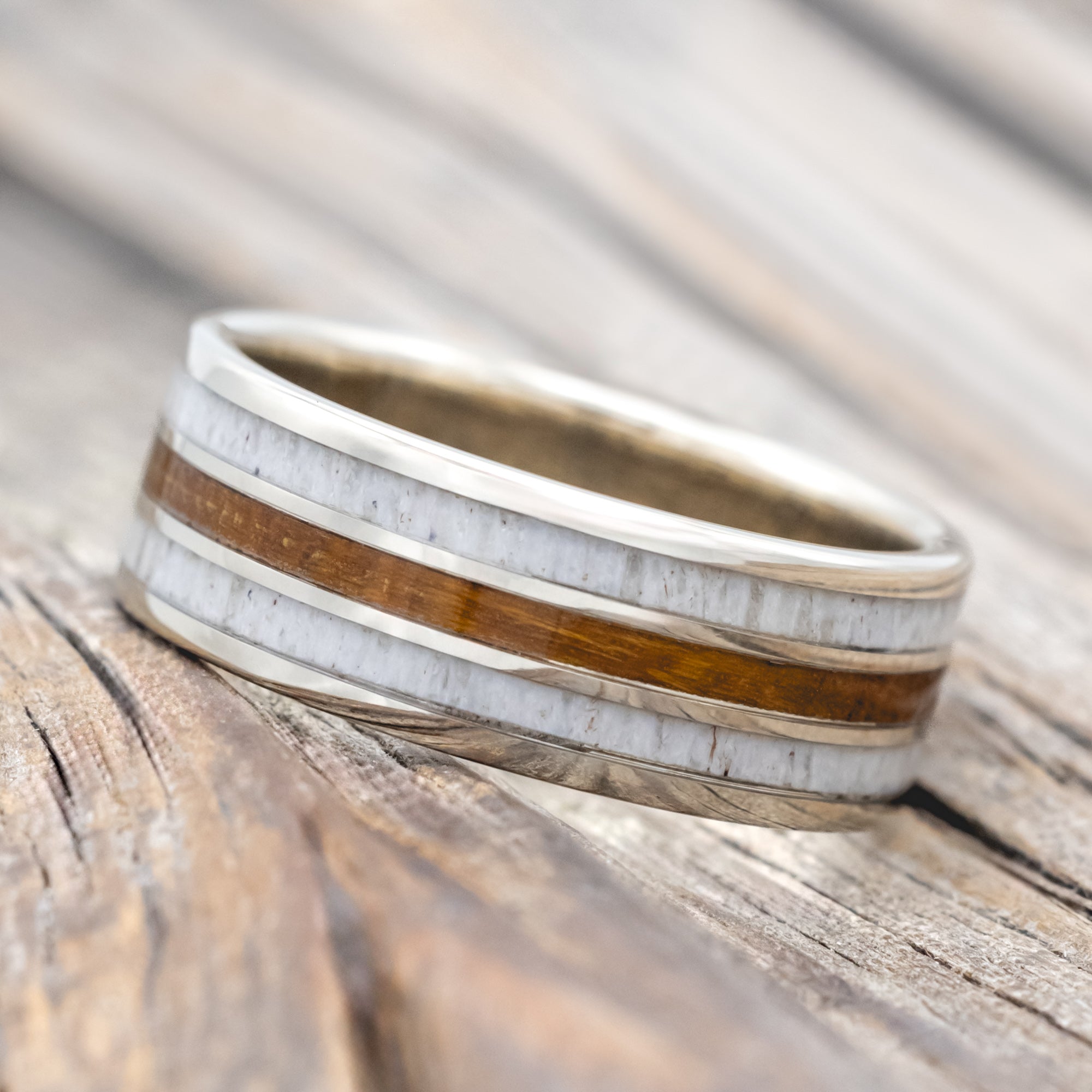 "RIO" - IRONWOOD & ANTLER WEDDING RING-Staghead Designs